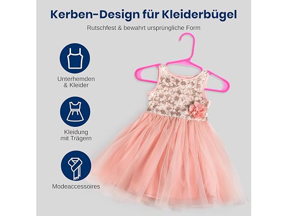 SereneLife 20 Pack Plastic Kids Hangers Pink