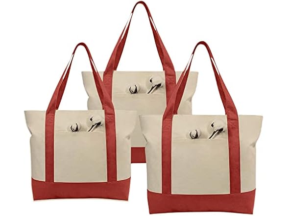 Simpli-Magic Stylish Canvas Tote Bag Red/Natural