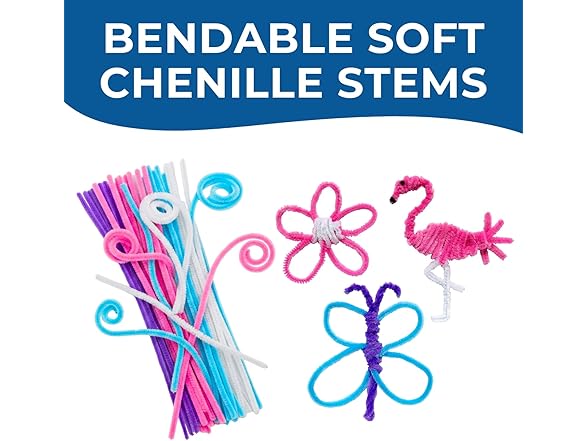 Fun Express Pastel Chenille Stems, Bulk 100 Pc