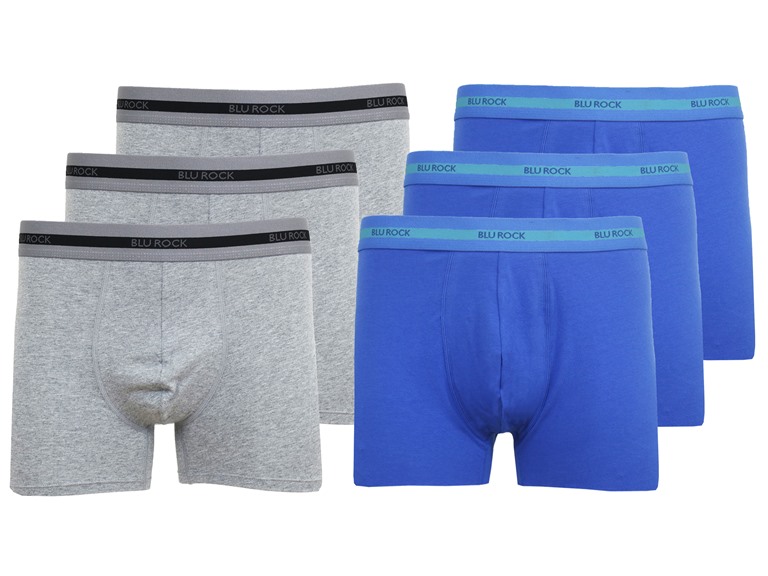 BLU ROCK WC-----J/MBB-565 / HG-MB / S Small Mens Cotton Flex Stretch Boxer Briefs Heather Grey x3 - Medium Blue x3