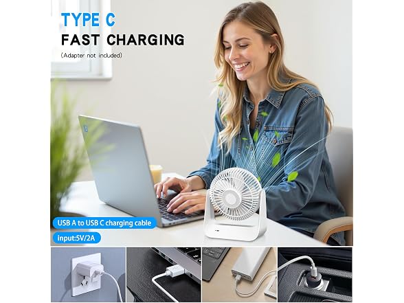 5000mAh 6-inch Desktop Fan for Home