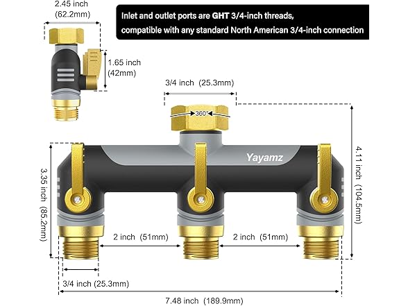 3-Way Garden Hose Splitter