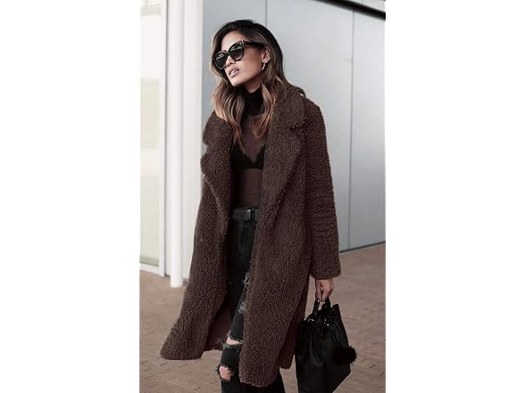 Angashion Women's (XL) Women's Fuzzy Fleece Lapel