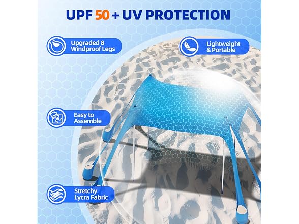DOLLATE Beach Tent (Sky Blue), 10x10ft