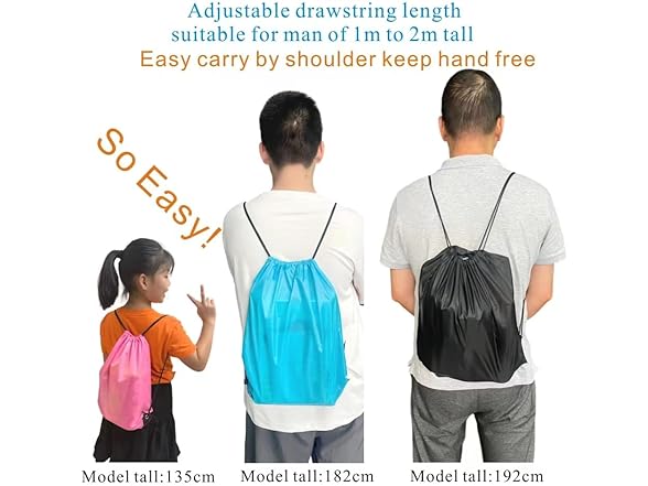  JohahaTim Drawstring Backpack Bulk 40P