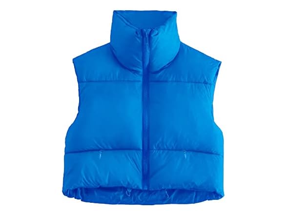 Flygo Women (S) Cropped Puffer Zip Up Stand Vest