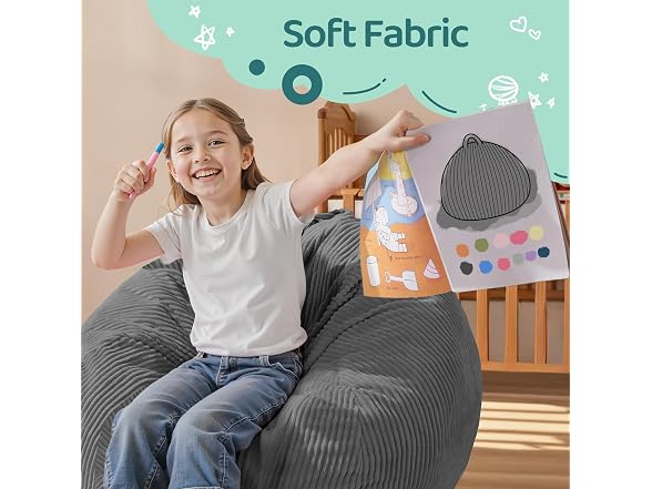 Cansunna Grey Bean Bag Chair 2'