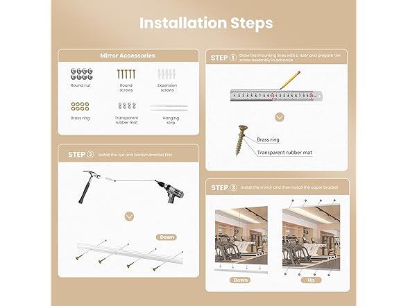 56''x16'' 3PCS Mirrors for Home Gym