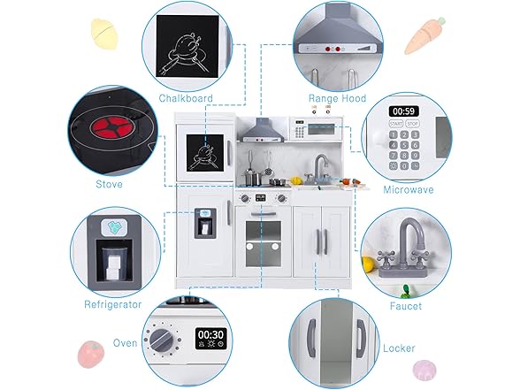 Play Kitchen for Kids,White