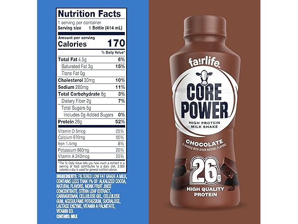 12PK Core Power Protein Shake, Chocolate, 14oz
