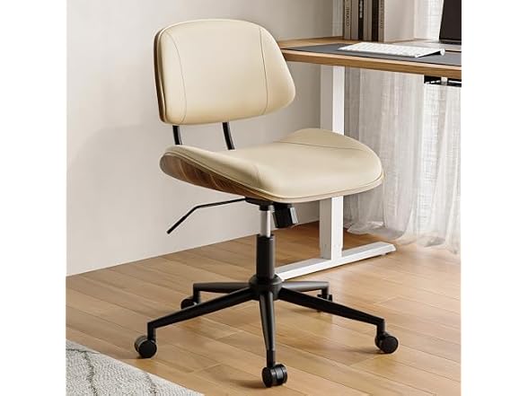 Armless Office Chair with Wheels, PU