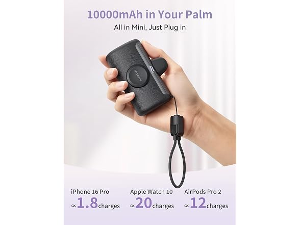 RORRY 3-in-1 Mini Power Bank 10000mAh USB-C