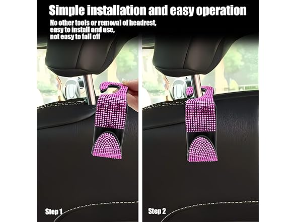 Car Seat Hooks 4Pcs Bling Rhinestone