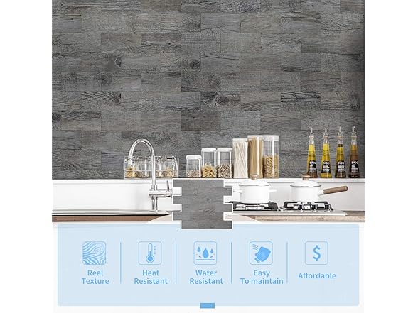 Art3d Peel and Stick Backsplashes Wall Tile Gray