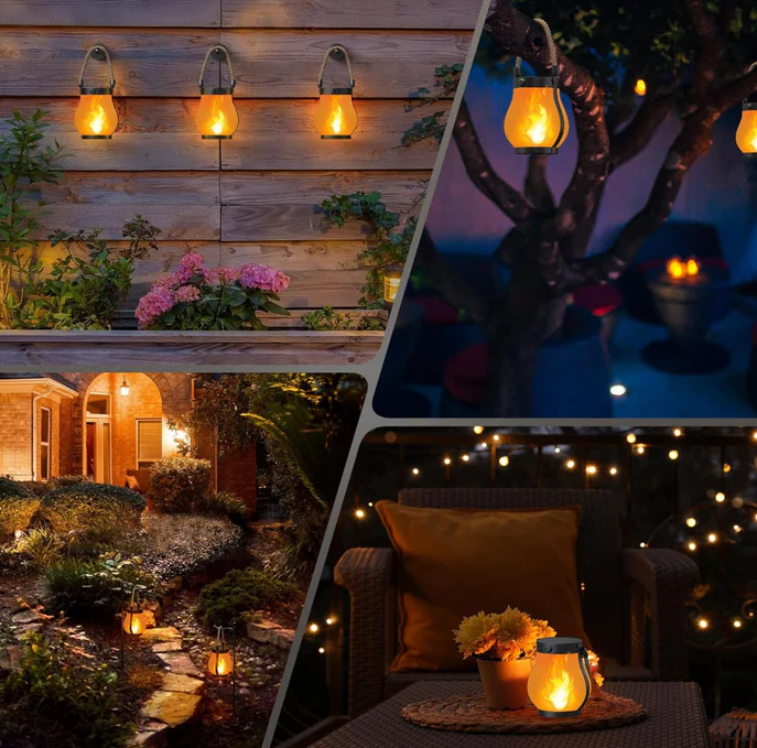 Solar Lanterns Outdoor w/ Ultra-Real Flame, 2 Pack - Gallery 16