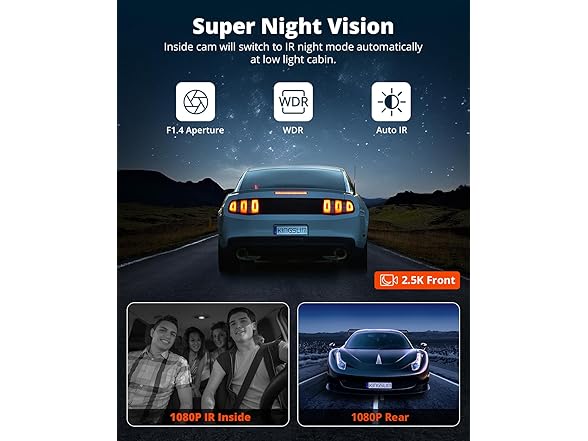 (NEW) Kingslim 3-Ch 5G Dash Cam with 64GB Card