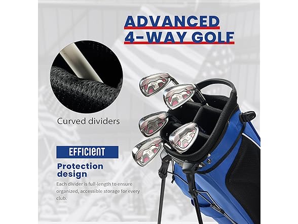 UNIHIMAL 4-Way Golf Stand Bag with Full-Length Divider, Ligh (Open Box)