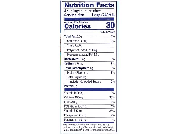 6CT Almond Breeze Dairy Free Almondmilk Unsweetened