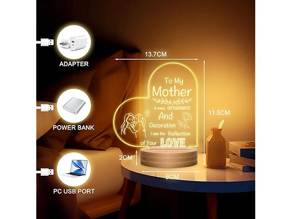 Mom from Daughter Heart Night Light