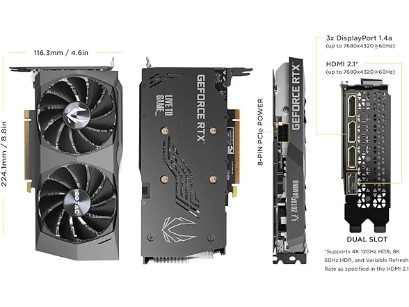 ZOTAC Gaming GeForce RTX 3050 Twin Edge OC 8GB GDDR6 128-bit 14 Gbps PCIE 4.0 Gaming Graphics Card, IceStorm 2.0 Advanced Cooling, Freeze Fan Stop, Active Fan Control, ZT-A30500H-10M (Open Box)