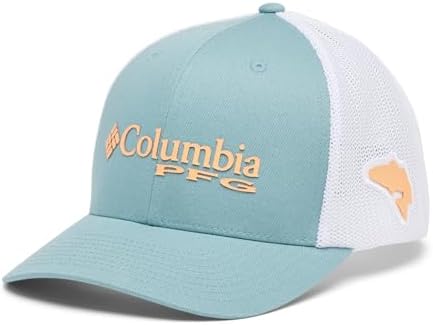 Columbia Unisex PFG Logo Mesh Ball Cap, Crushed Blue/White, XX-Large