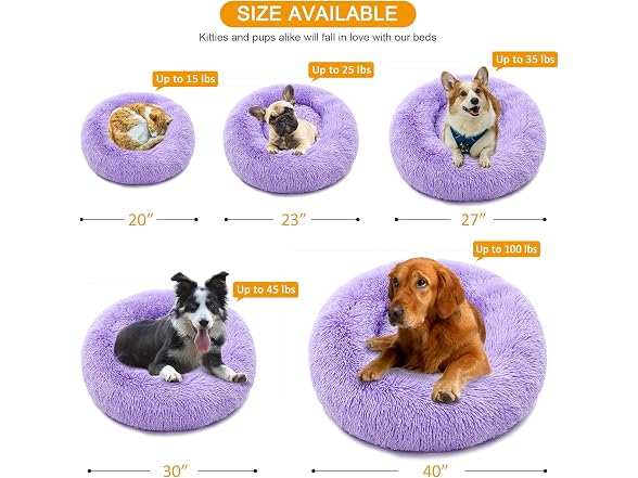 Luciphia Round Dog Cat Bed Donut Cuddler, Faux Fur