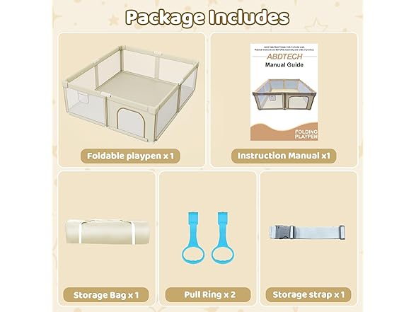 Abdtech Foldable Baby Playpen, Beige