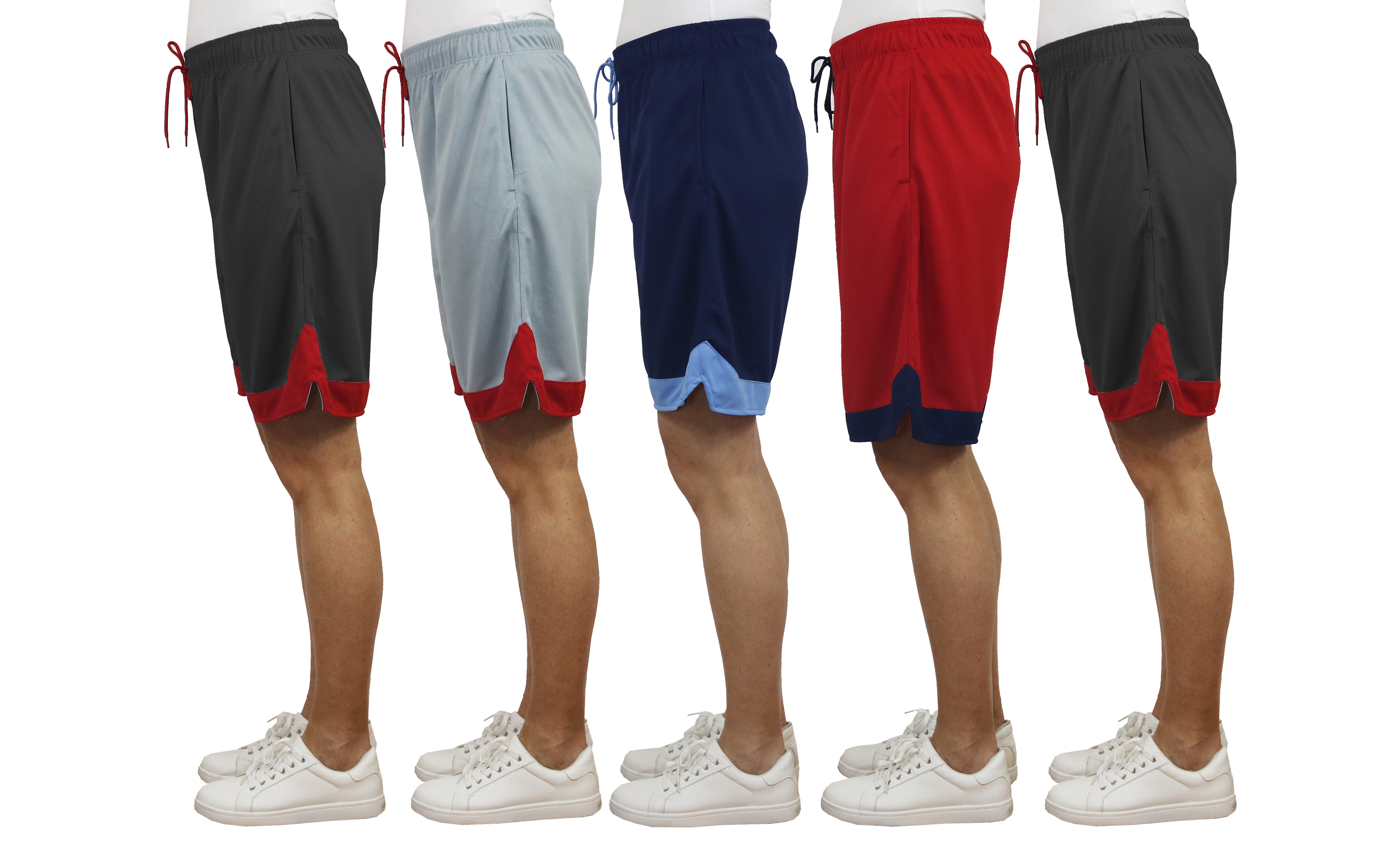 5Pk Womens Active Mesh Shorts w/Trim - Gallery 10