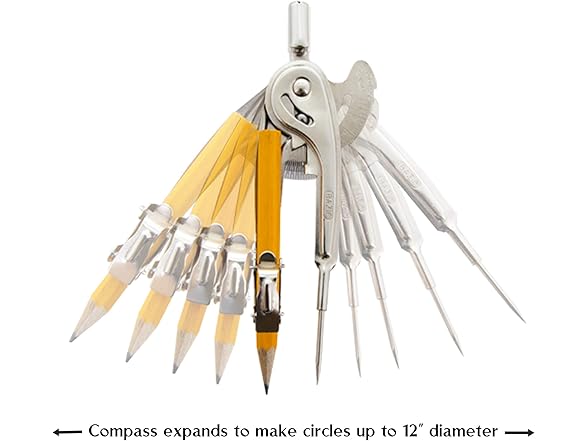 BAZIC Geometry Math Compass Set w/Scale