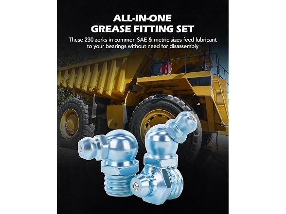 ZELCAN 230pc SAE & Metric Grease Fittings Kit