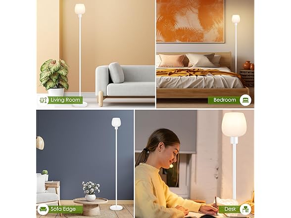 Floor Lamp w-Opal Glass Shade & Foot Switch