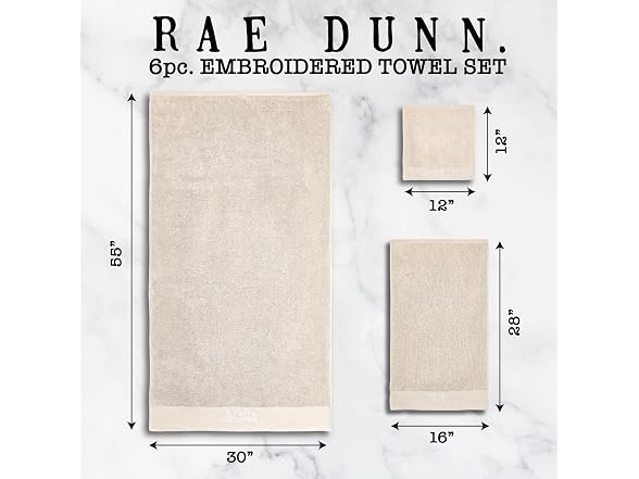 Rae Dunn 6pc Towel Set