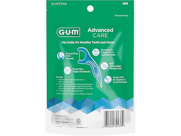 GUM Advanced Care Floss Picks 90 Count