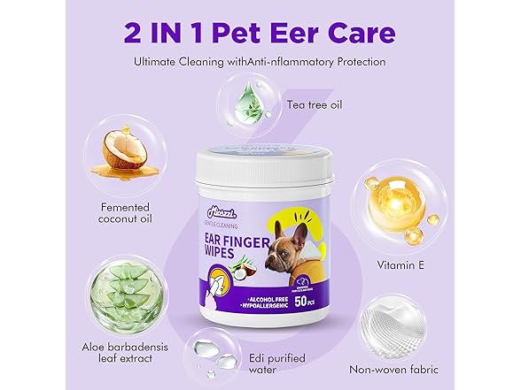 MIOSSZI Dog Ear Cleaner Finger Wipes for Dogs