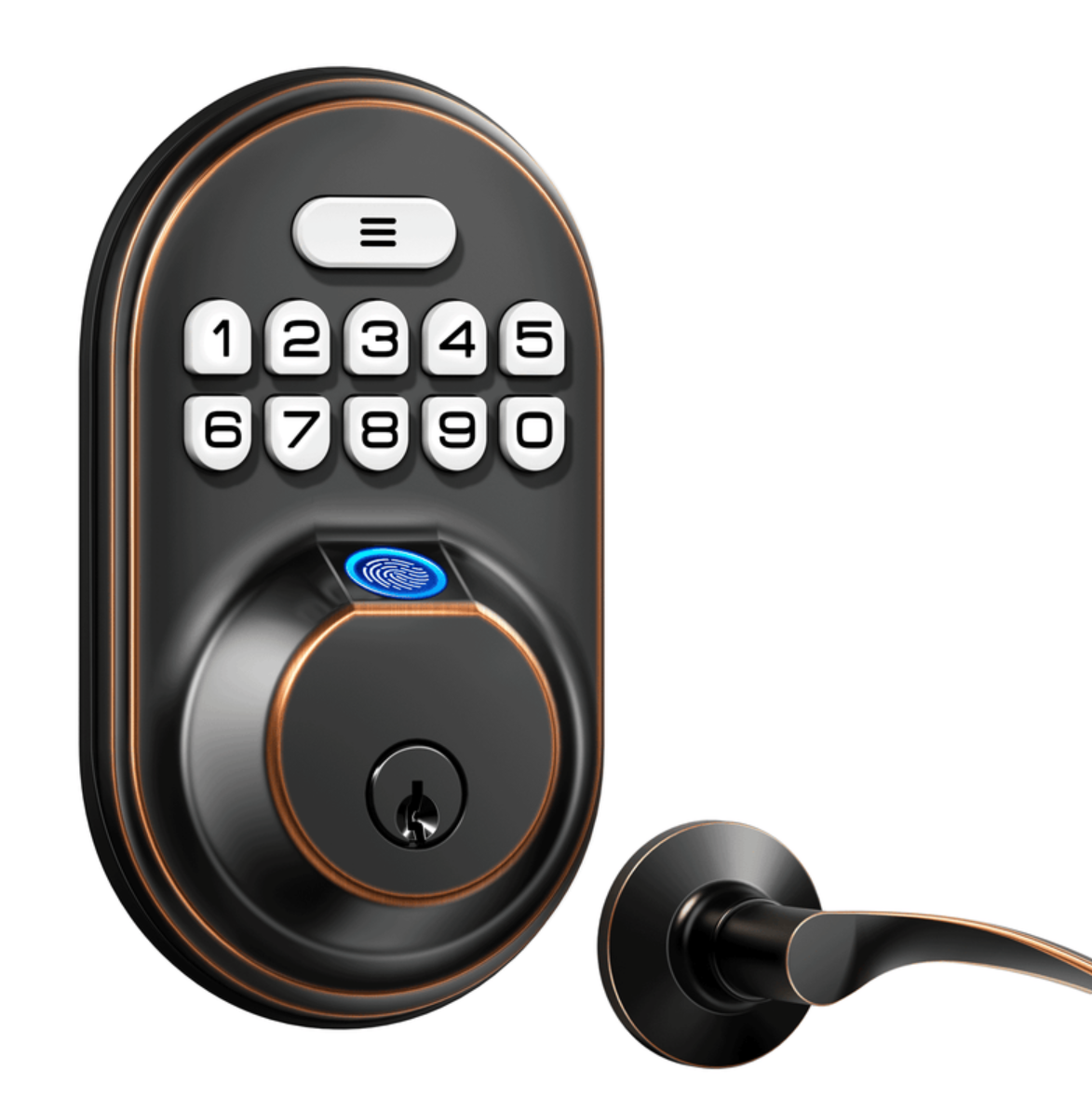 VEISE RZ02B Fingerprint Deadbolt with Levers Black - Gallery 8