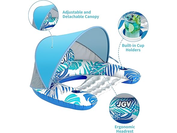 JGV Pool Float with Canopy for Adults