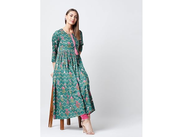 Tissu Women (XXL) Pleated Kurta 1972_Green