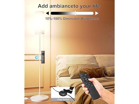 Luckystyle Dimmable White LED Floor Lamp