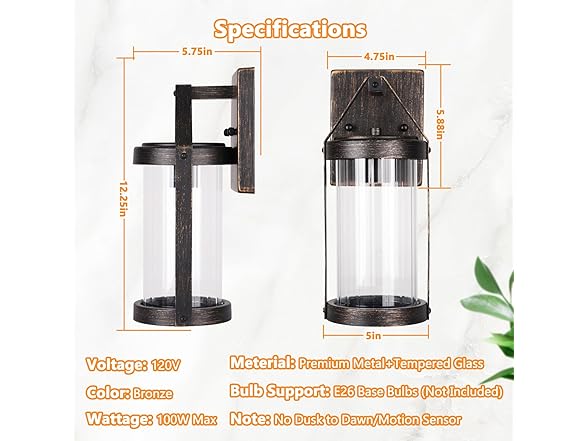 Brightever 2-Pack Outdoor Wall Lights