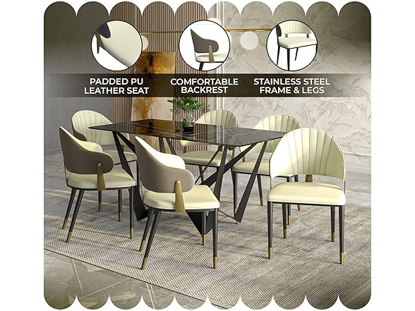 LeisureMod Aria Series Dining Chair 2Pk