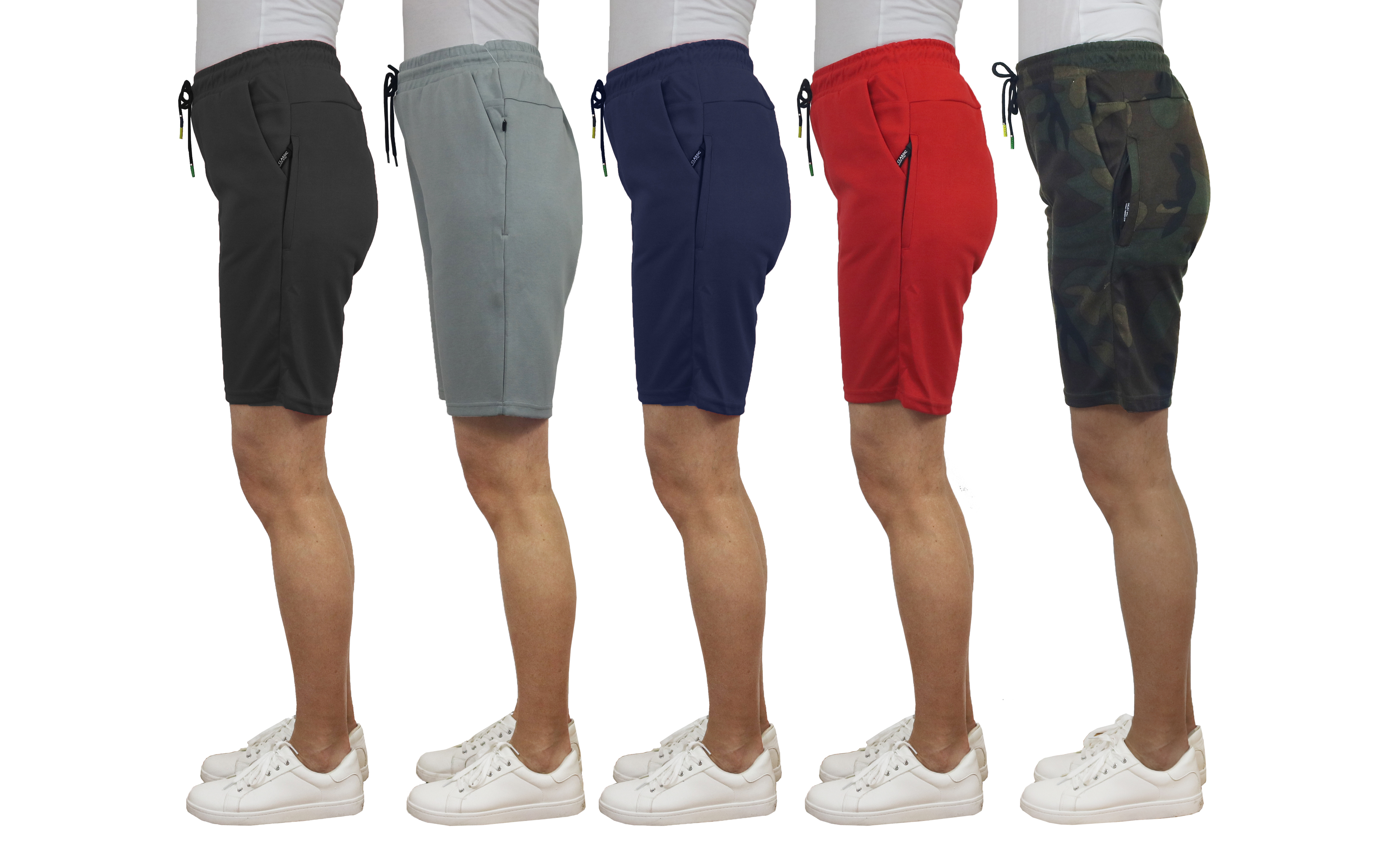 5Pk Womens Classic T/F Jogger Shorts - Gallery 9