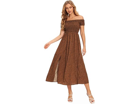Floerns Women (M) Boho Off Shoulder Split Dress