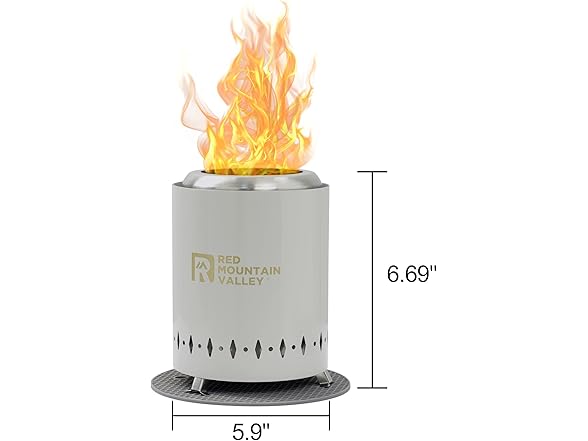 Red Mountain Valley Smokeless Tabletop Fire Pit with Mat, Gray