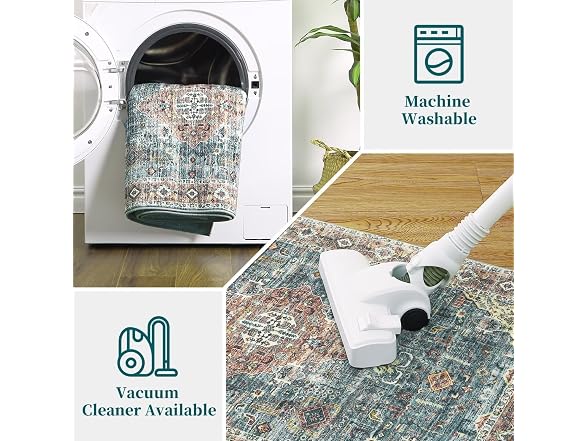 IMINROME 8x10 Vintage Area Rug, Green