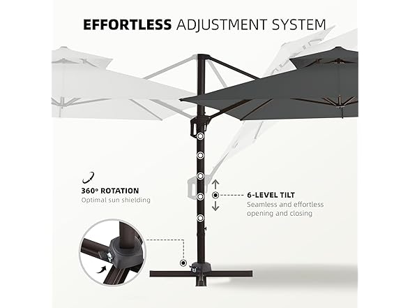wikiwiki 10x13FT 2 Tiers Rectangular Cantilever Patio Umbrella
