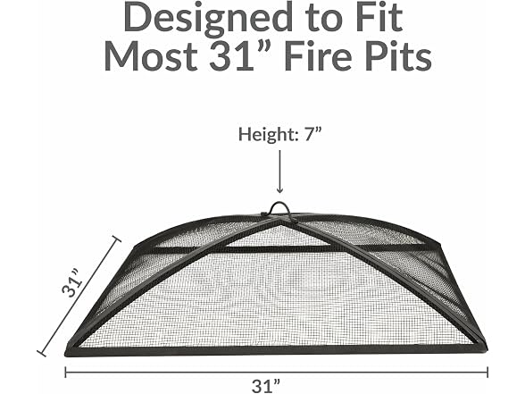 Sunnydaze Square Fire Pit Screen Cover, 31" x 31"