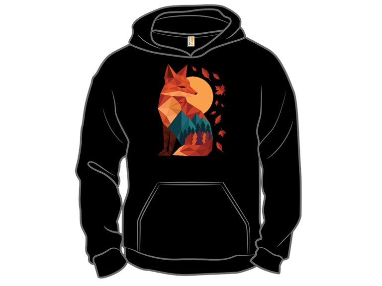 Geometric Fox Under Autumn Moon