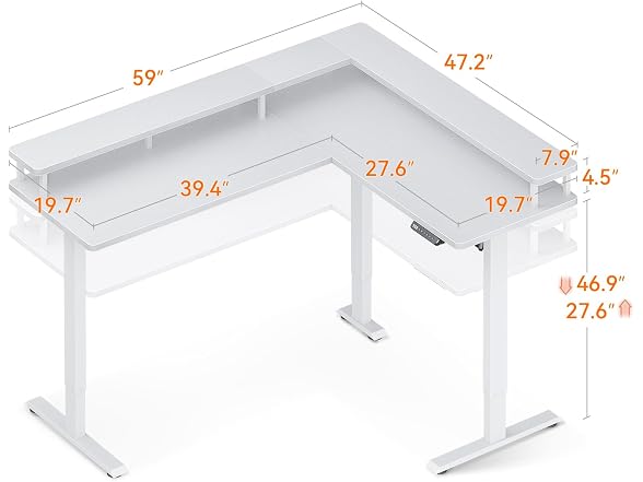 AODK L-Shape Electric Desk, 59"x48"