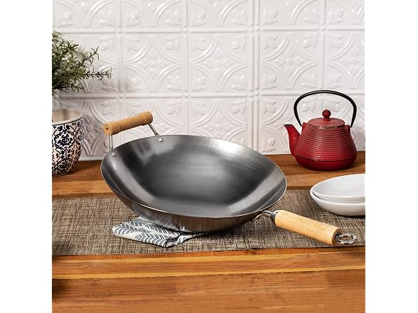 JOYCE CHEN Classic Series 14-Inch Round Bottom Carbon Steel Wok 