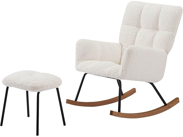 SPOFLYINN Rocking Chair Beige Cushion